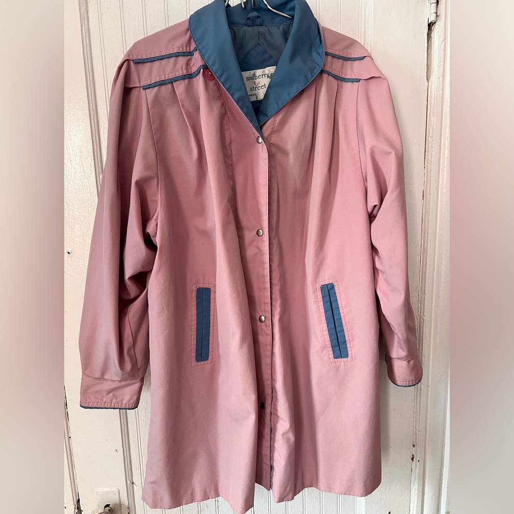 Mulberry Two-Tone Pink and Blue Trench Coat